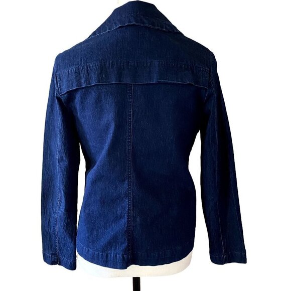 Studio Works Zip Up Denim Blouse | Denim Blue | Size PS - Picture 5 of 10